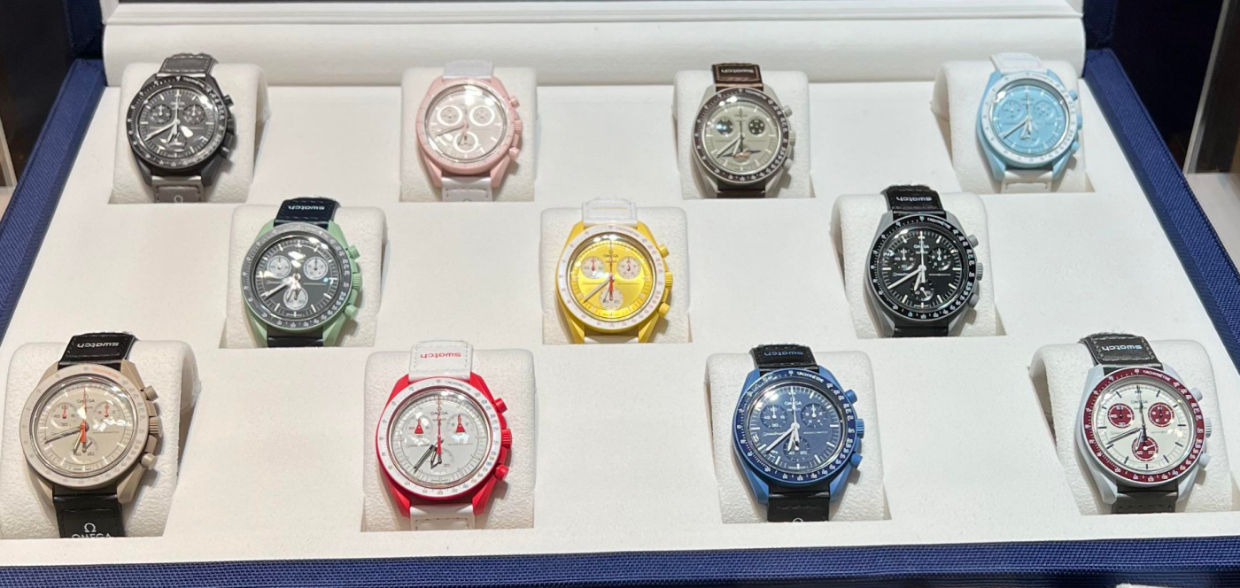 colorful 11-piece Omega x Swatch Speedmaster MoonSwatch collection