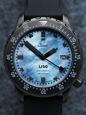 Sinn U50 Mother of Pearl S Limited Edition featured under white light.