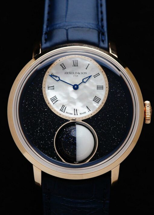 Arnold & Son Luna Magna 28 Pieces Limited Edition 3D Moon watch featured under white lighting.