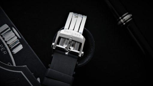 Diamond embezzled Breitling B01 42 Chronomat watch strap and buckle.