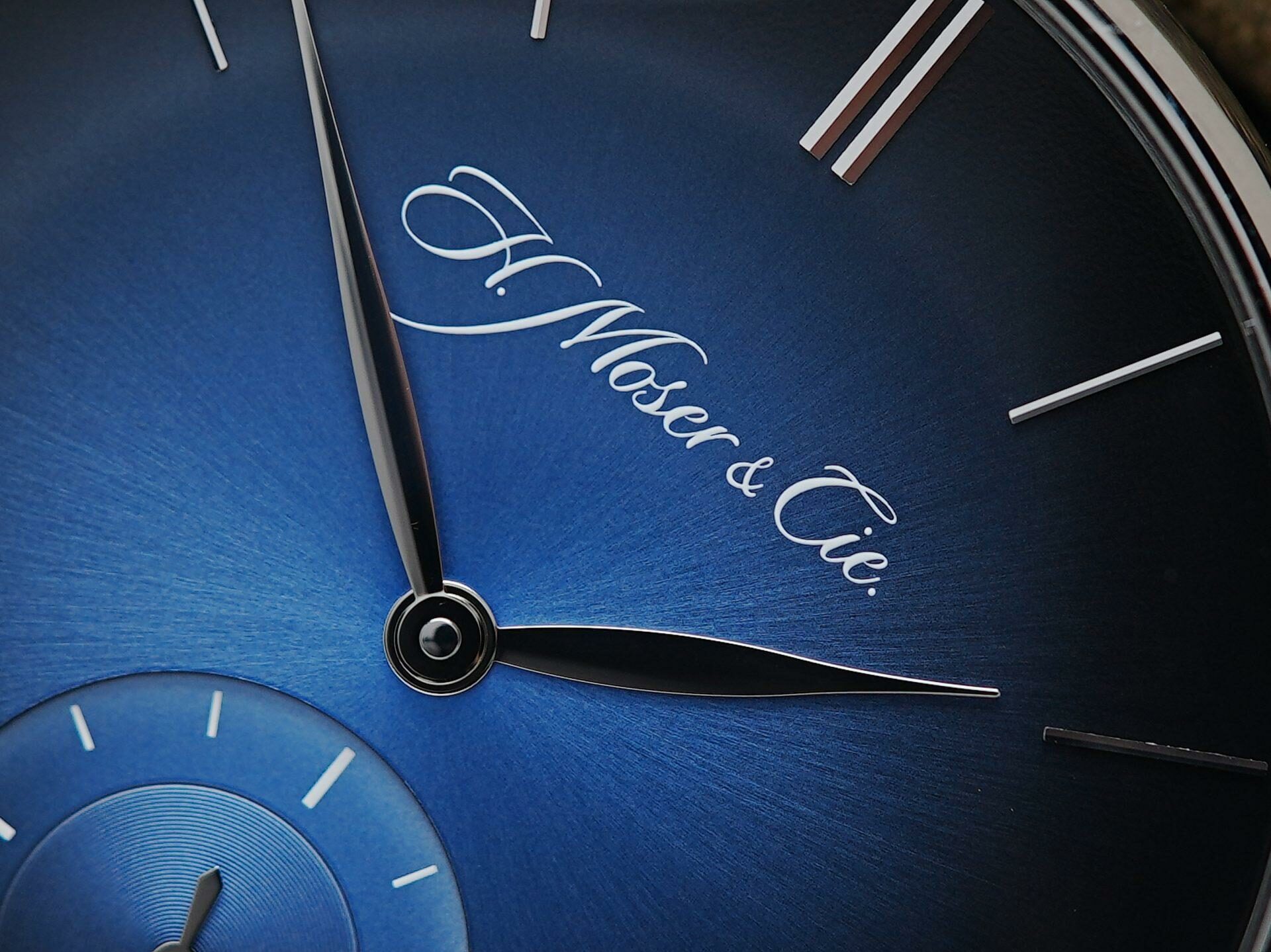 H.Moser & Cie. Venturer Small Seconds Xl watch dial up close.