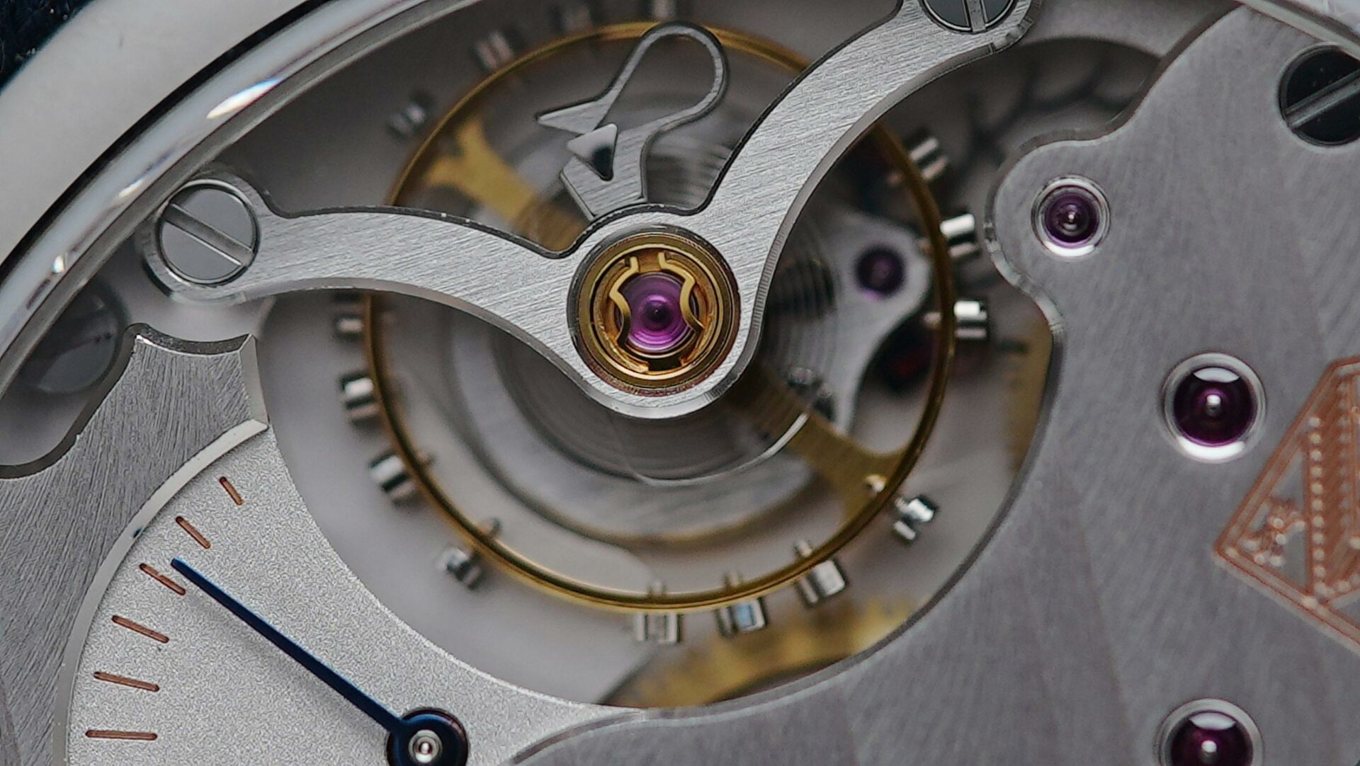 Back side of the H.Moser & Cie. Venturer Small Seconds Xl zoomed in.
