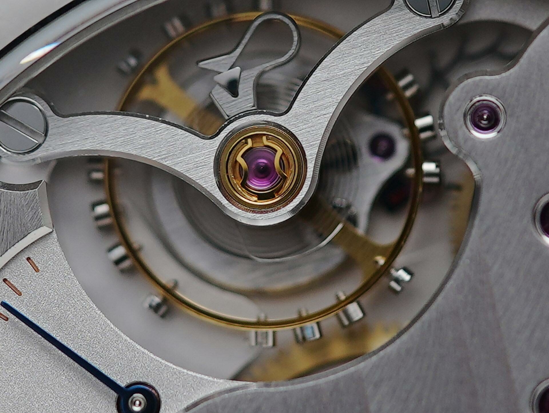 Back side of the H.Moser & Cie. Venturer Small Seconds Xl zoomed in.