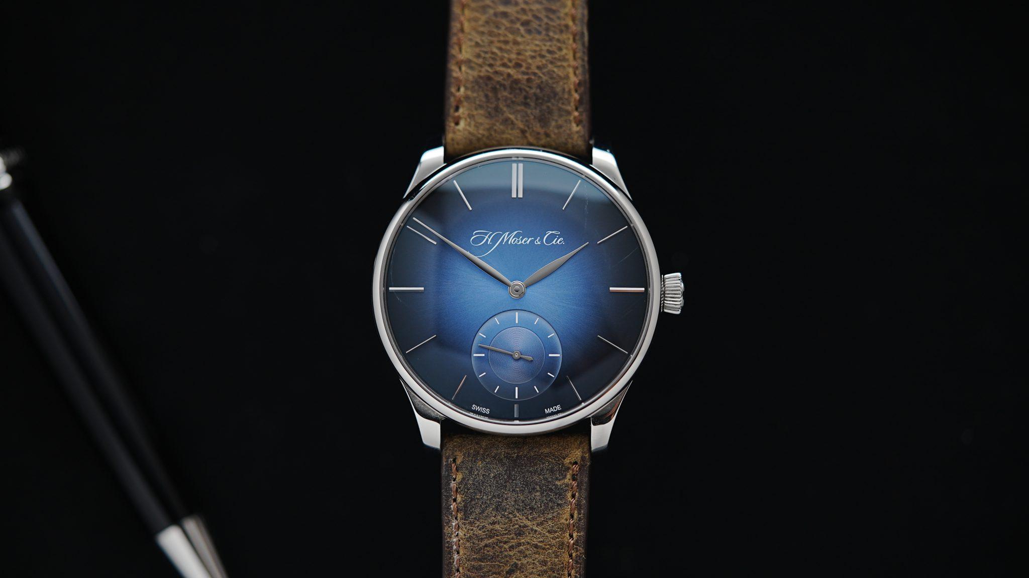 H.Moser & Cie. Venturer Small Seconds Xl watch featured under white light.