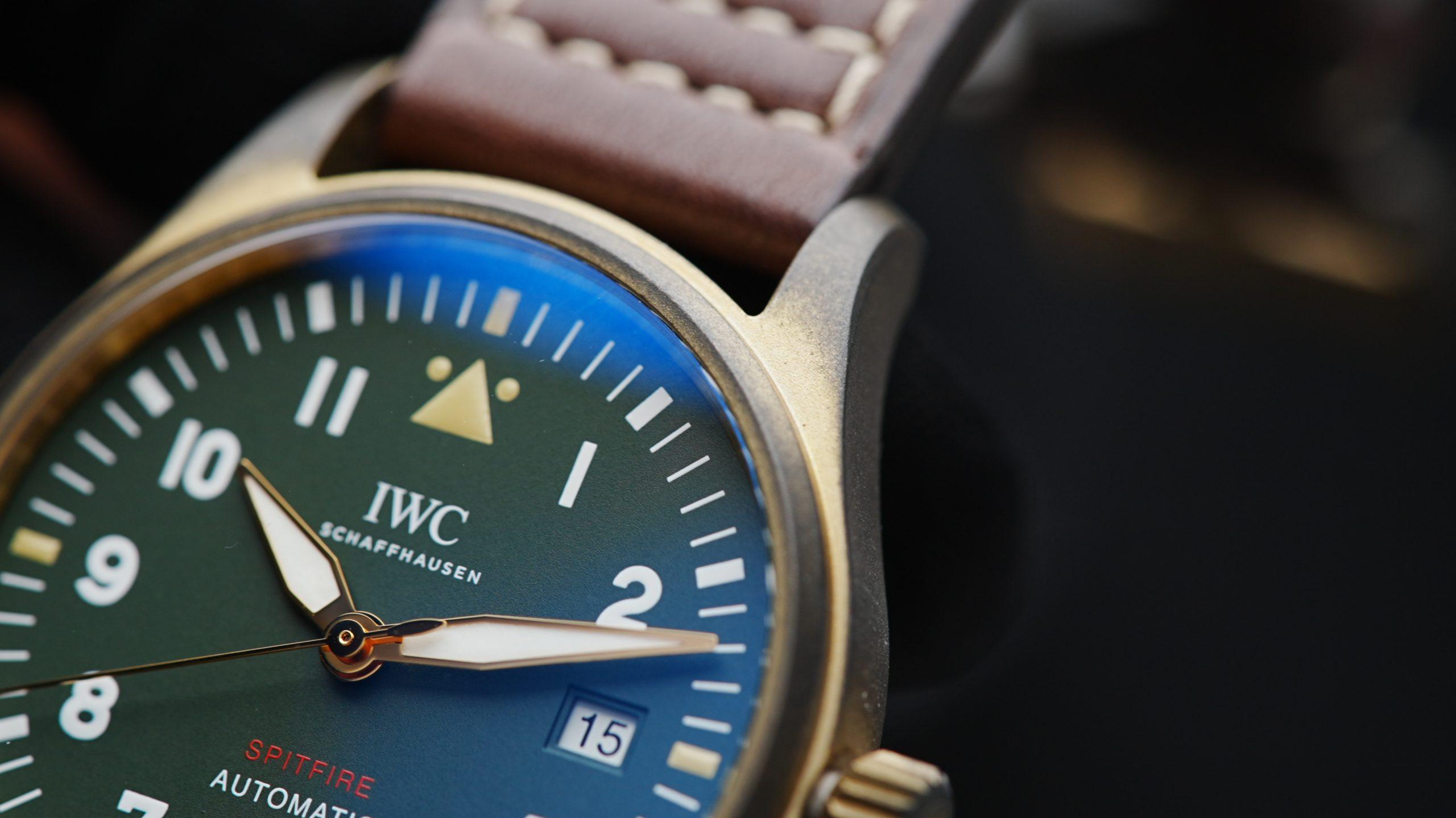Close up picture of dial on the IWC Spitfire Automatic.