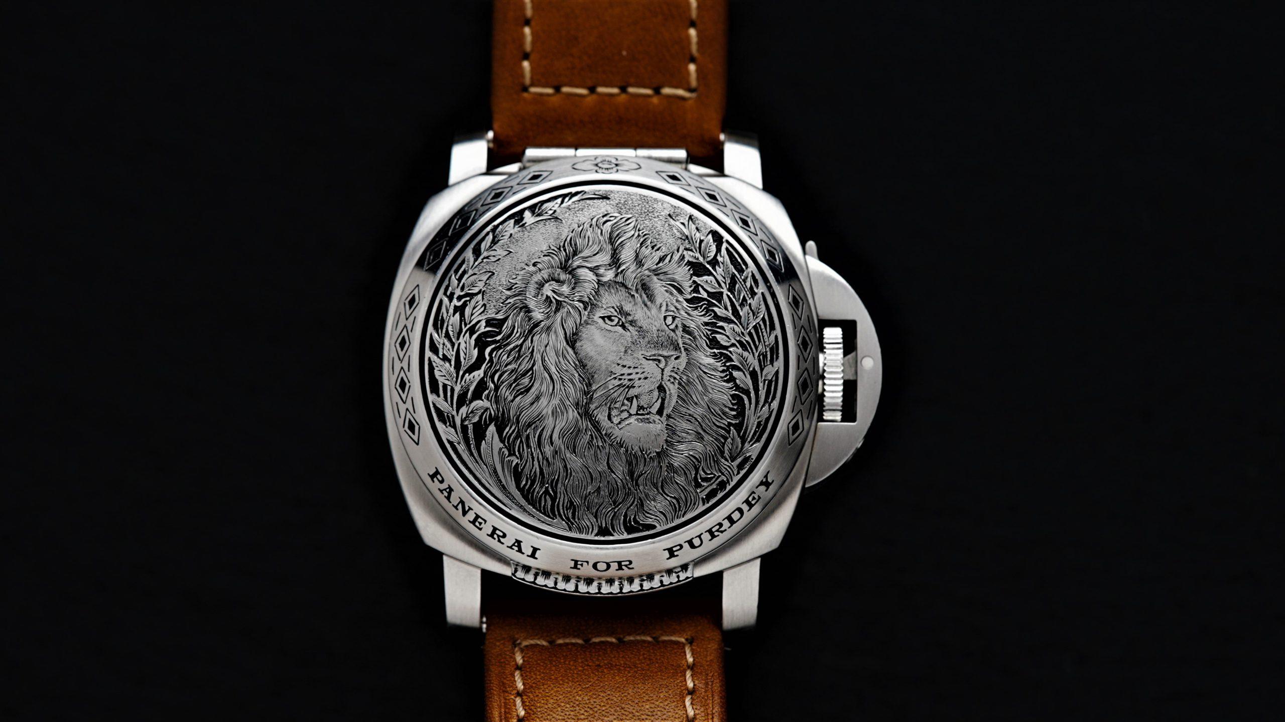 Panerai Luminor For Purdey Limired Edition featured under white lighting.
