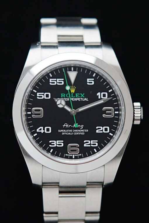 Rolex Air King Gen 1 watch featured under white lighting.