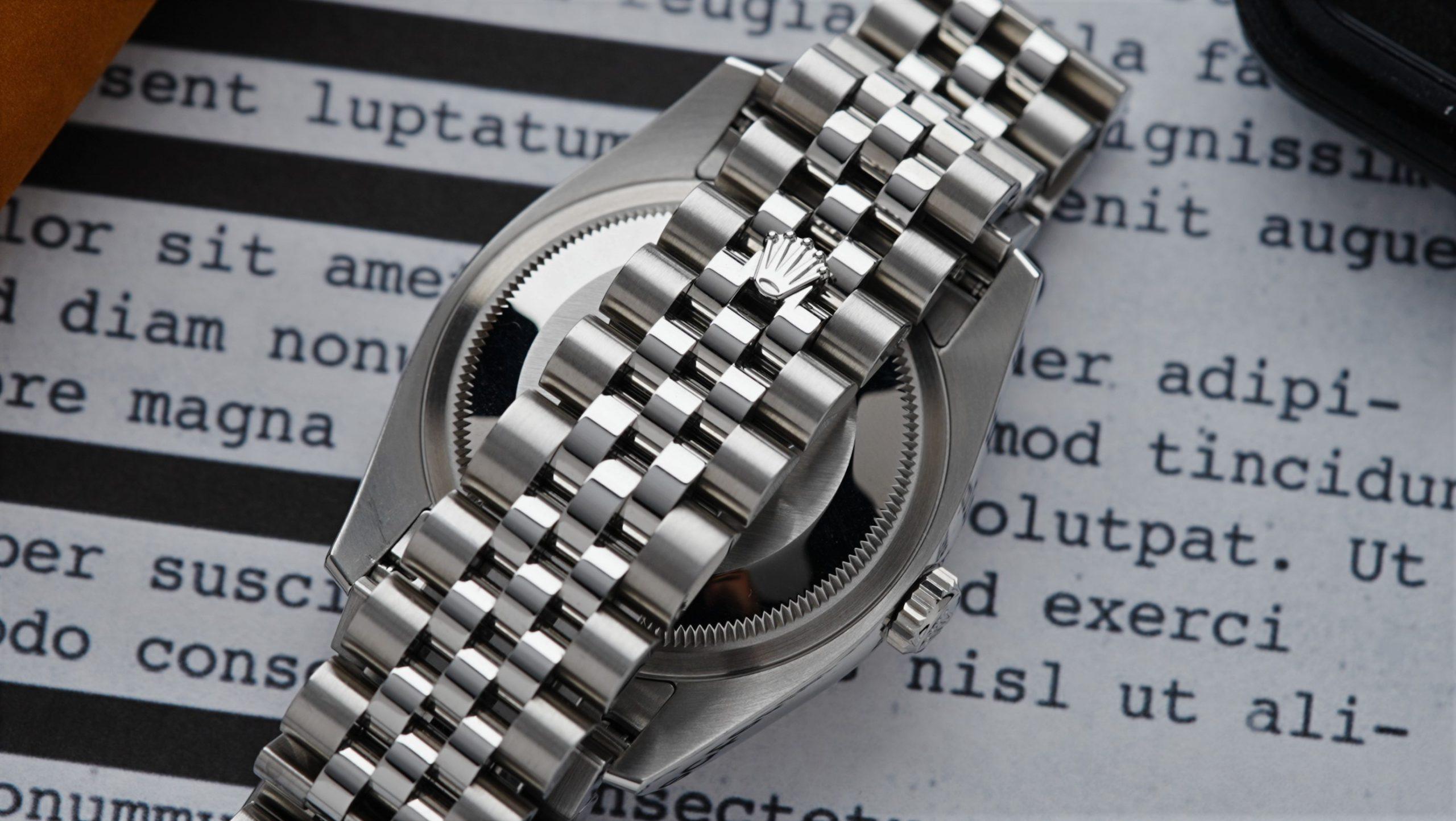 Rolex Datejust 36 Silver Dial watch bracelet up close.