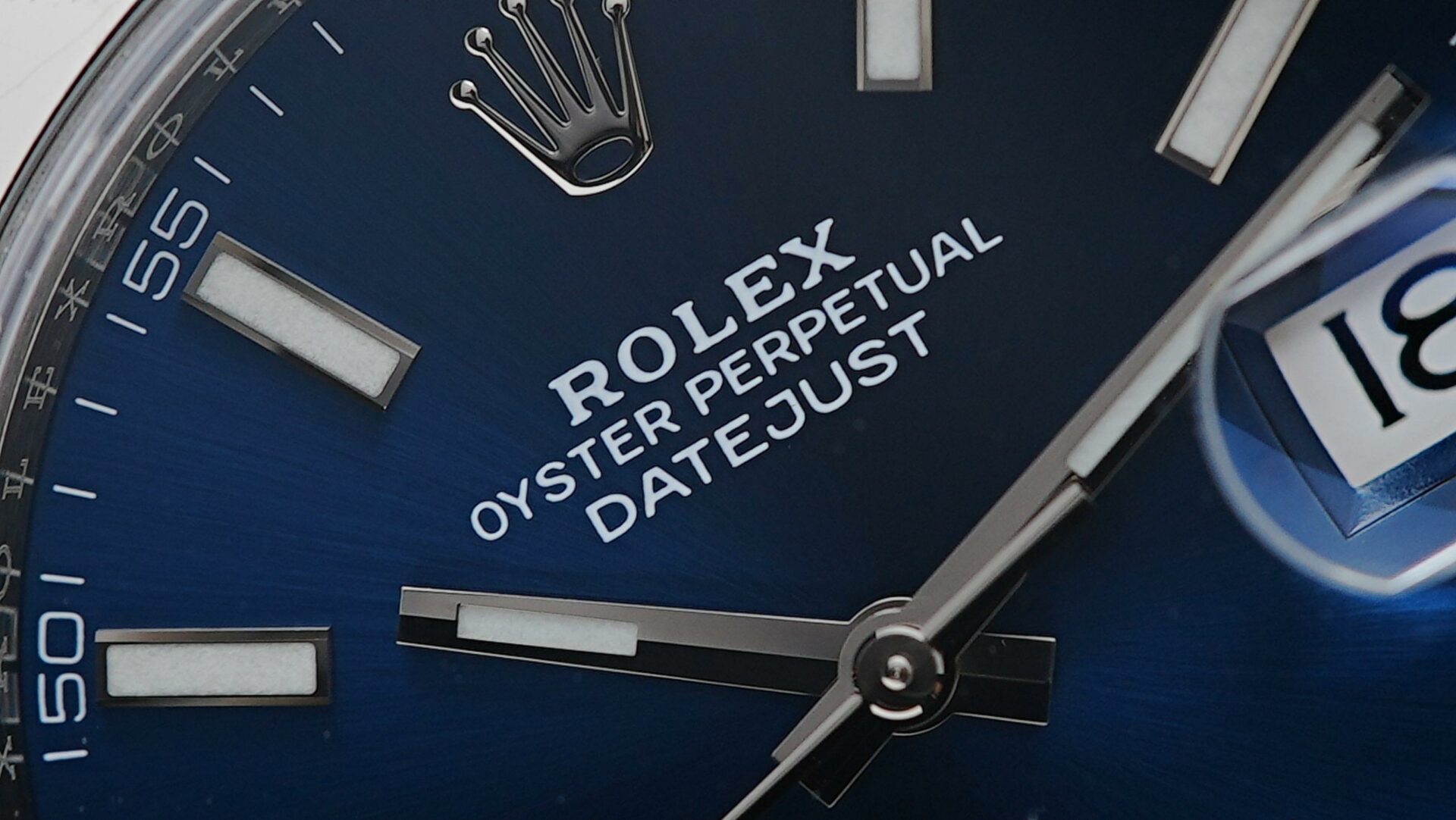 Rolex Datejust 41 Blue dial up close.