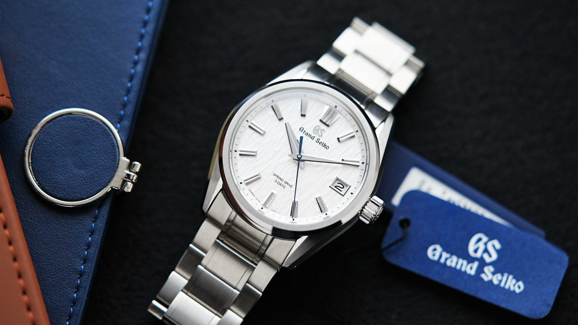 Grand Seiko Heritage Collection White Birch featured with blue tags attatched.
