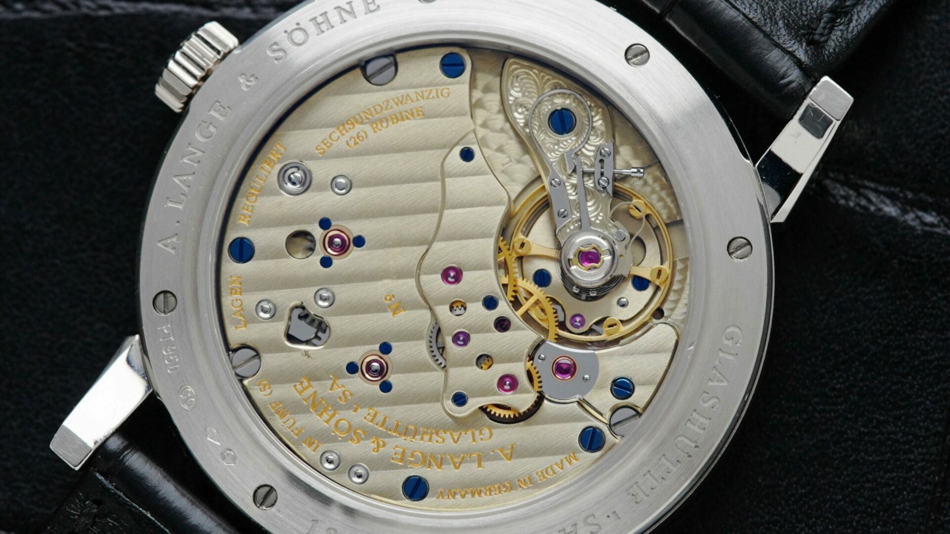 Back side of the A. Lange & Söhne Richard Lange Platinum watch.