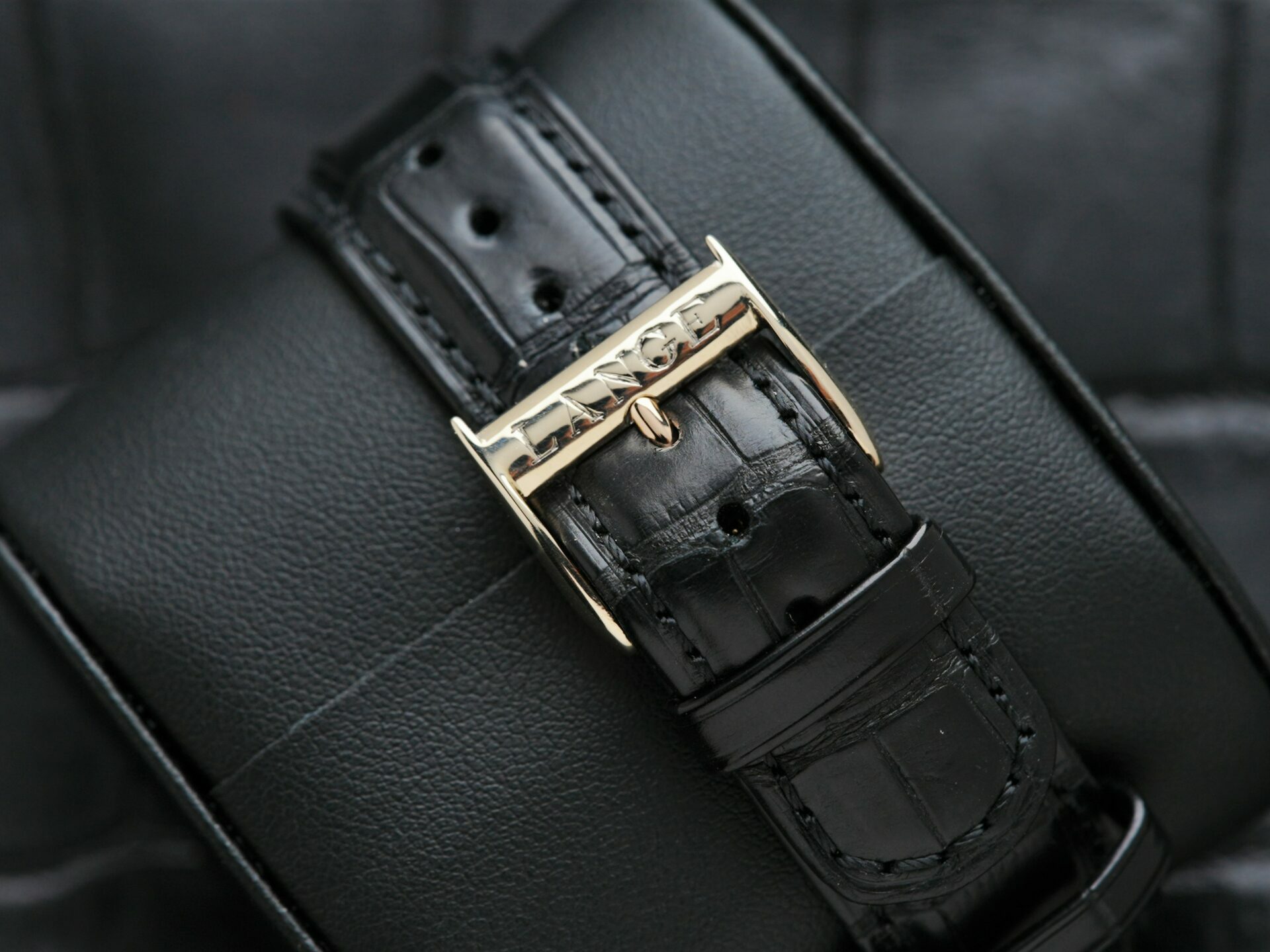 Strap and buckle on the A. Lange & Söhne Richard Lange Platinum watch.
