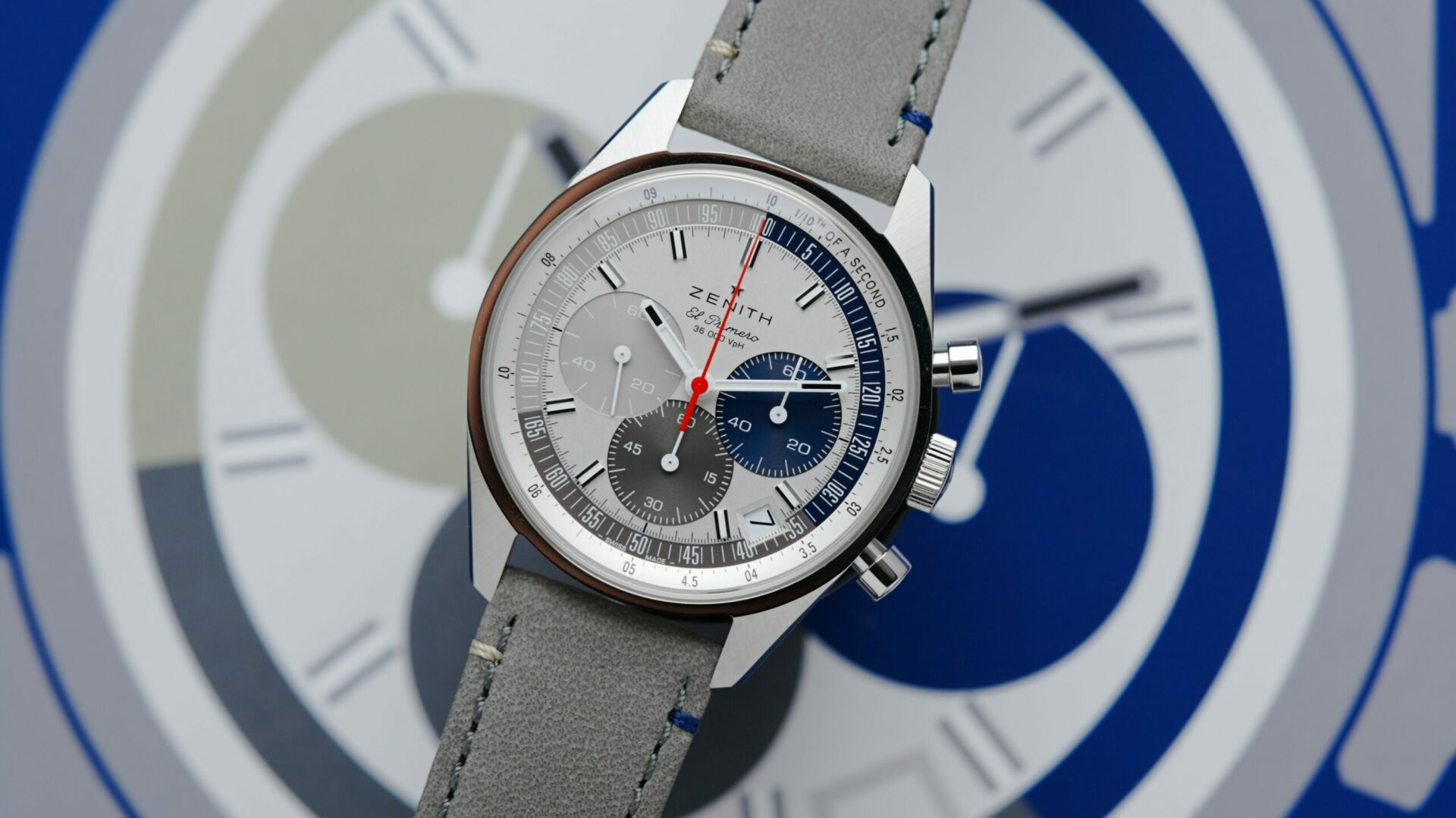 Zenith Chronomaster Original Striking 10th watch with Zenith prototype background.