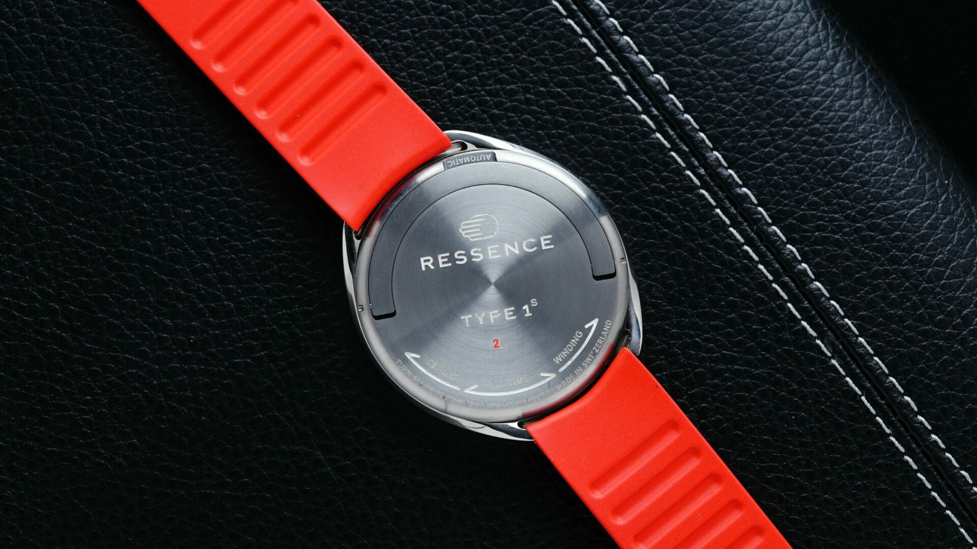 Case back of the Ressence Type 1 Red Slim.