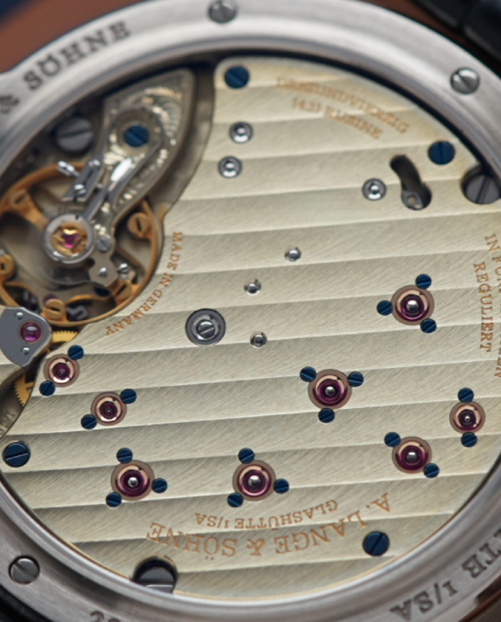 Exhibition caseback on the A. Lange & Söhne Lange 1 'Blue Series' 191.028 White Gold watch.