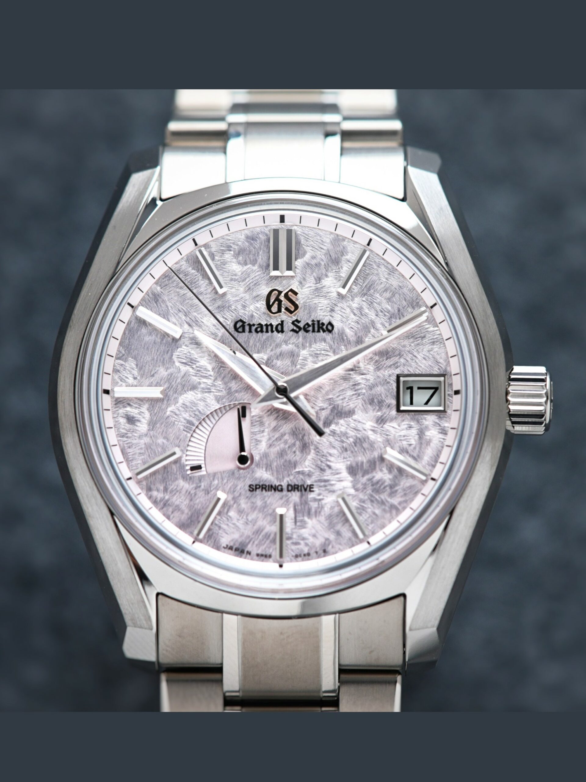 Grand Seiko Heritage Collection Seasons 'Spring' SBGA413 watch featured under white lighting.