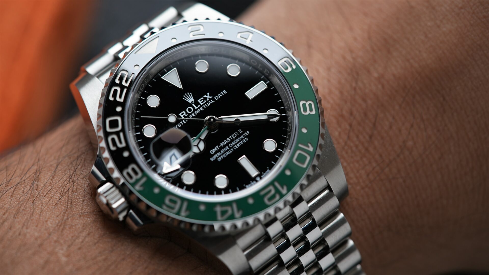 Rolex GMT-Master II 126720VTNR wristwatch featured on the wrist.