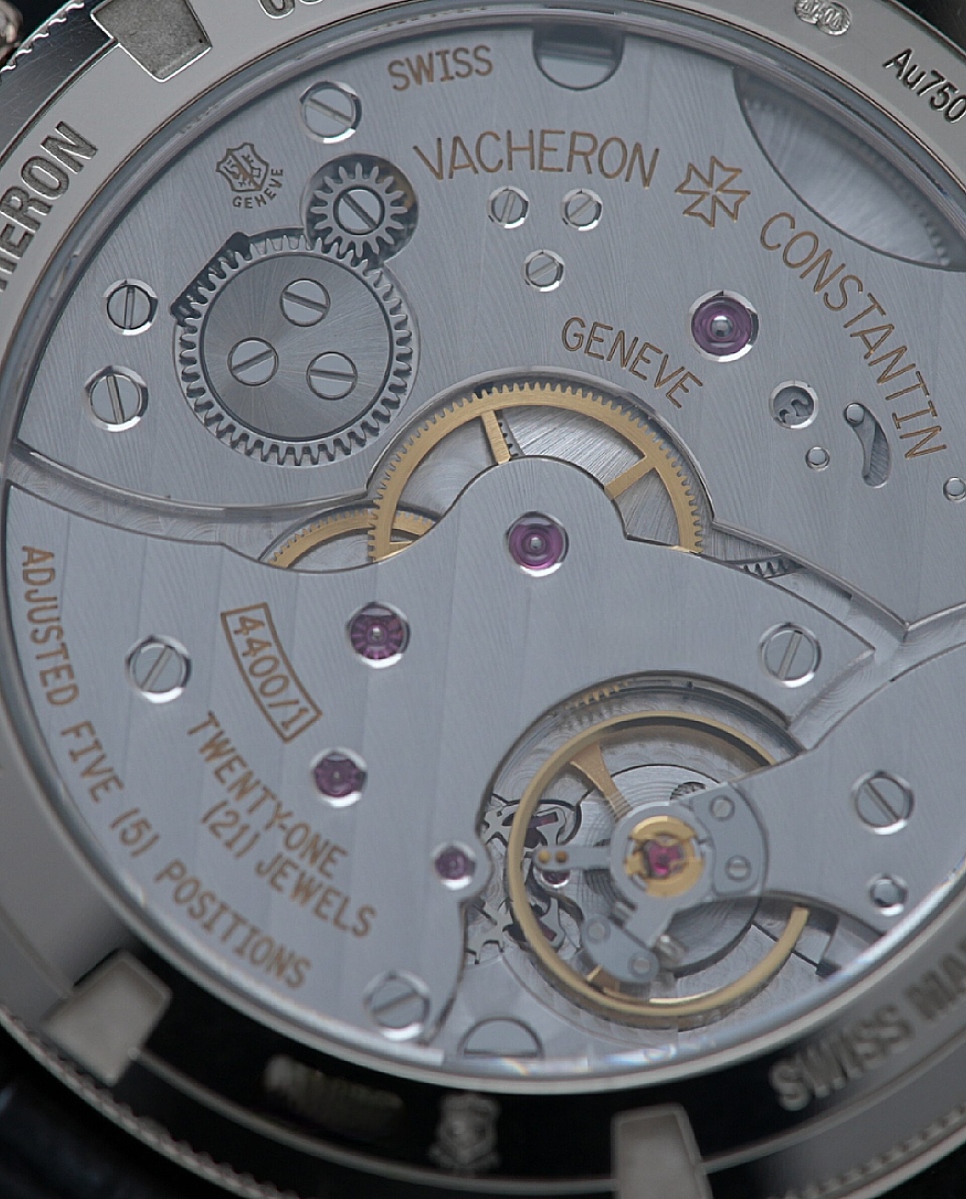 Open caseback on the Vacheron Constantin Patrimony Traditional Japan 100th Anniversary watch.
