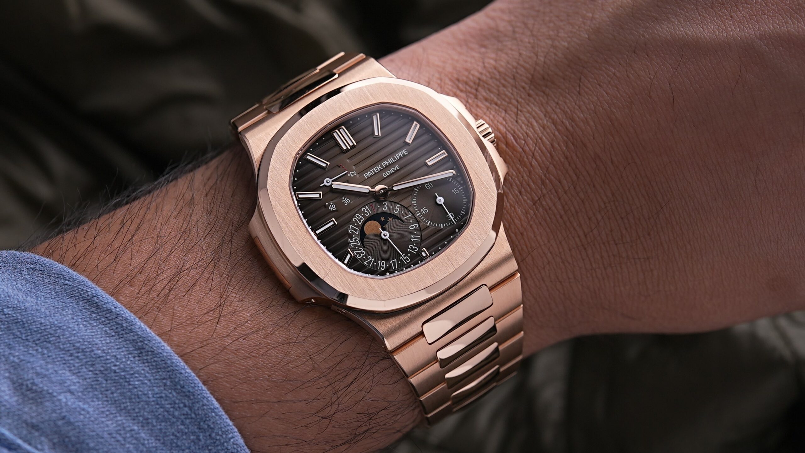 Patek Philippe - Pre-owned Rose Gold Nautilus Moonphase 5712R – David and  Sons Timepieces